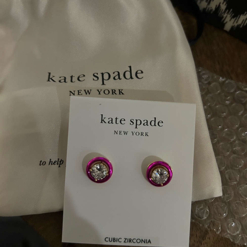 Kate Spade Fuchsia and CZ Stud Earrings